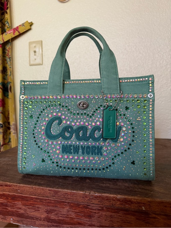 Coach Handbags - Bejeweled Coach Cargo Tote 26 Ivy Green